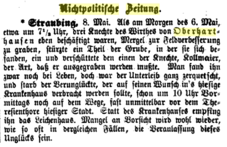 1862 Straubinger Tagblatt verschuettet