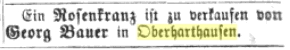 1867 SR Tagblatt Rosenkranz zu verkaufen