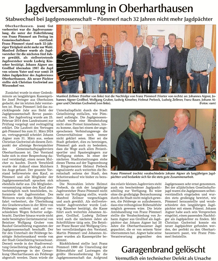 Zeitungsbericht Jagd OH