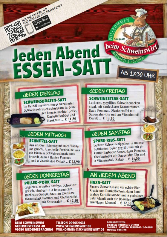 Speisekarte Schweinswirt