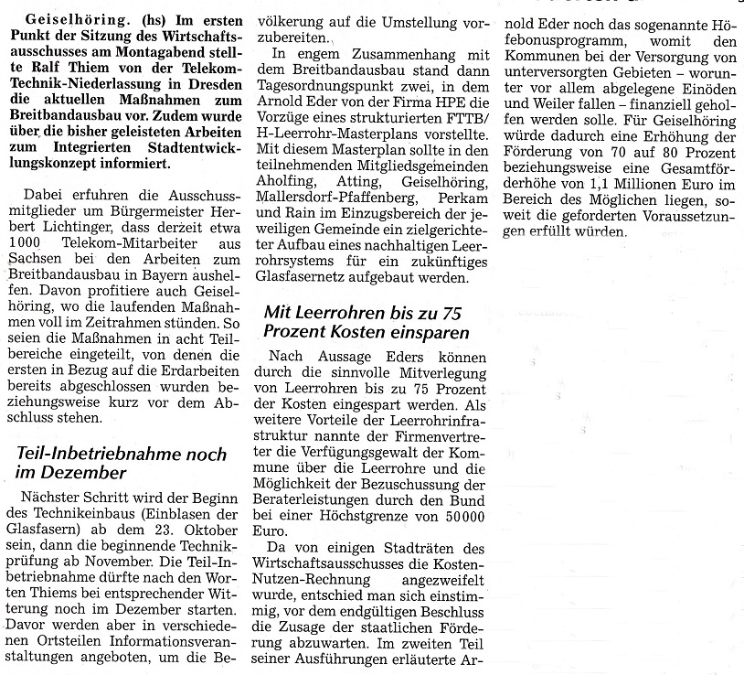 Stadtentwicklung Breitbandausbau