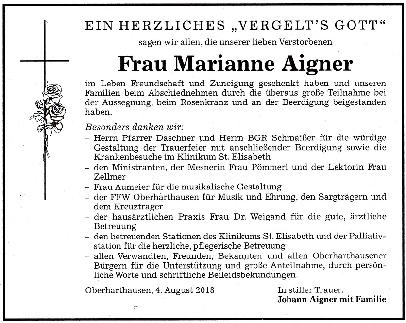Aigner Marianne Nachruf