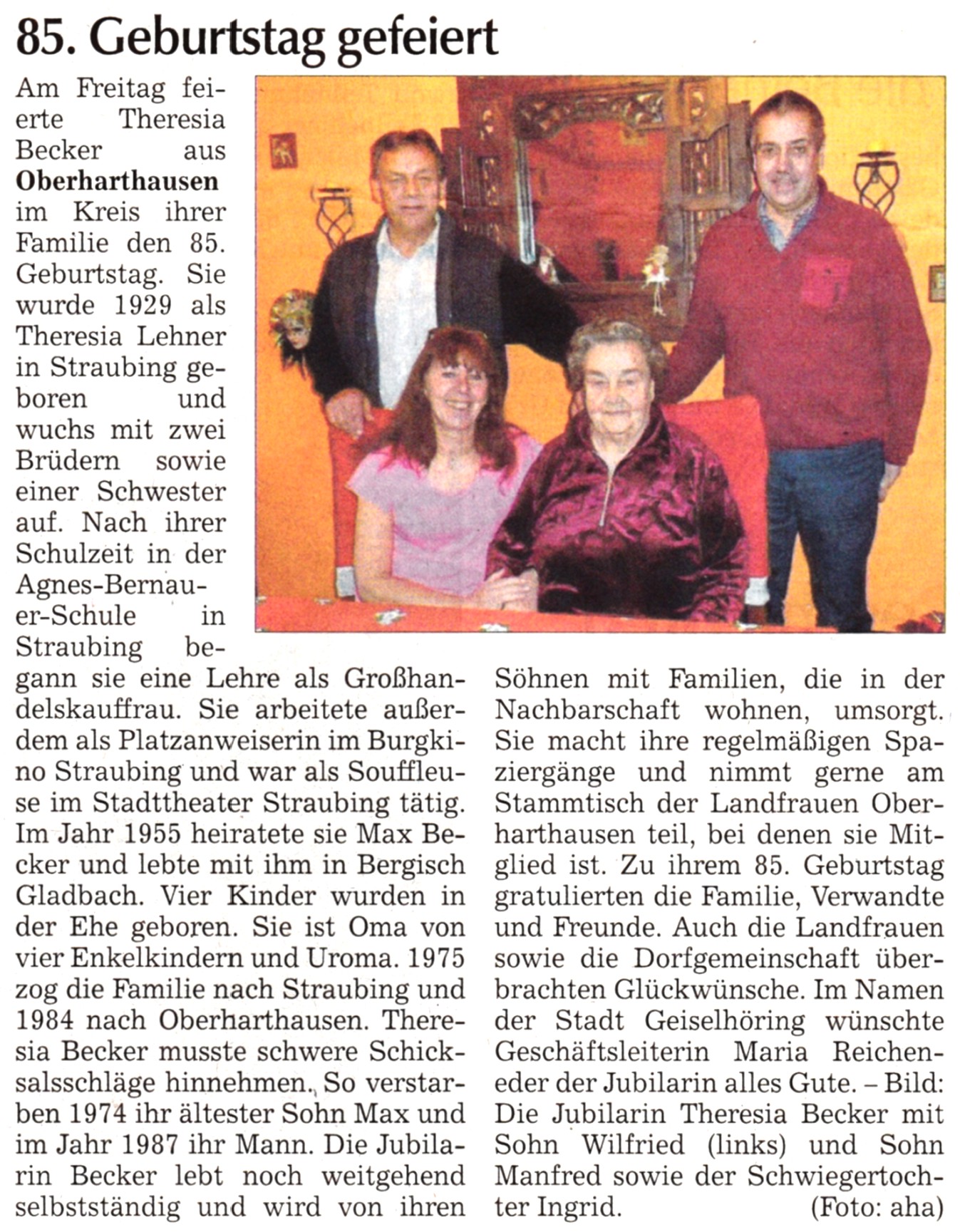 85. Geburtstag Fr.Becker