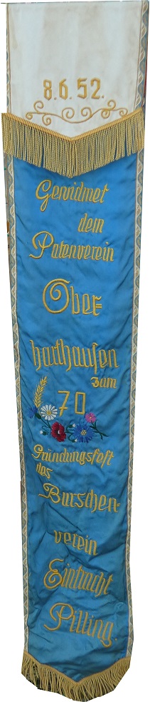 Banner wegen Patenverein in Fahnenweihe Pilling 8.6.1952