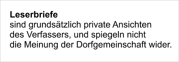 Leserbrief Hinweis