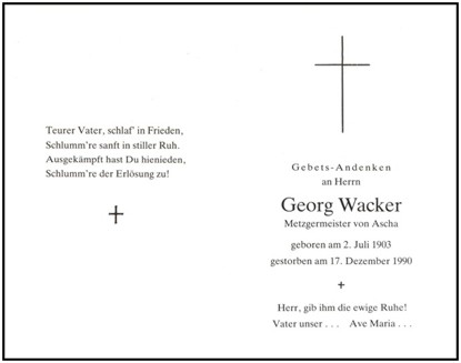 Todesanzeige Georg Wacker