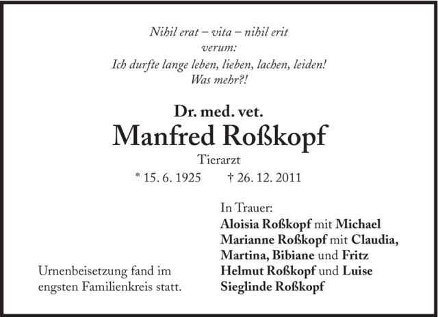 Todesanzeige Rosskopf