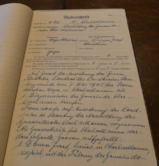 SSitzung 13. Mai 1945 Neubildung des Gemeinderates 1