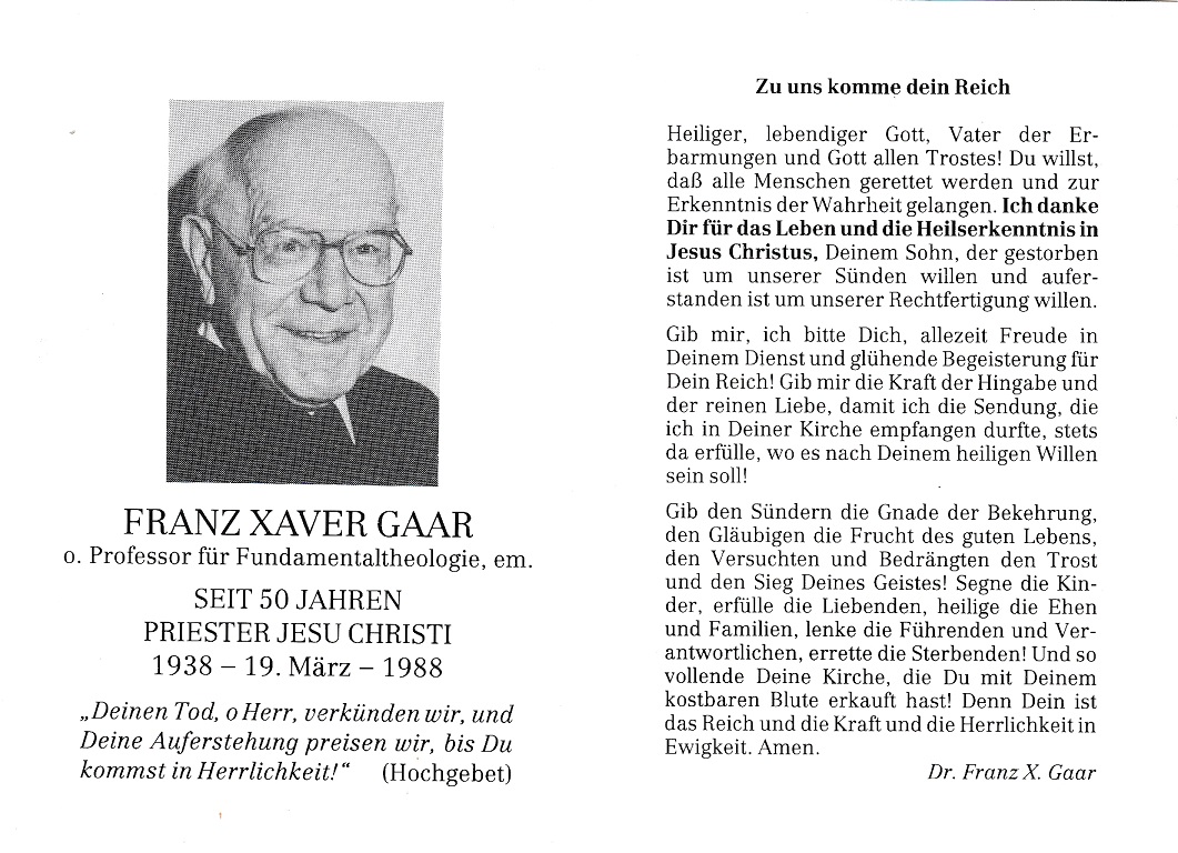 Gaar Franz Xaver Pfarrer