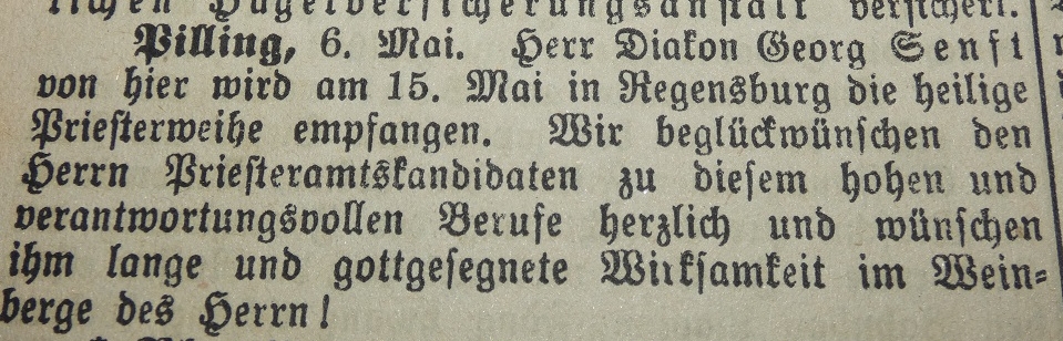 Senft Priesterweihe