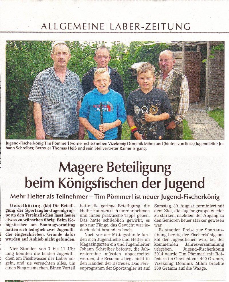 Königsfischen Jugend 20141