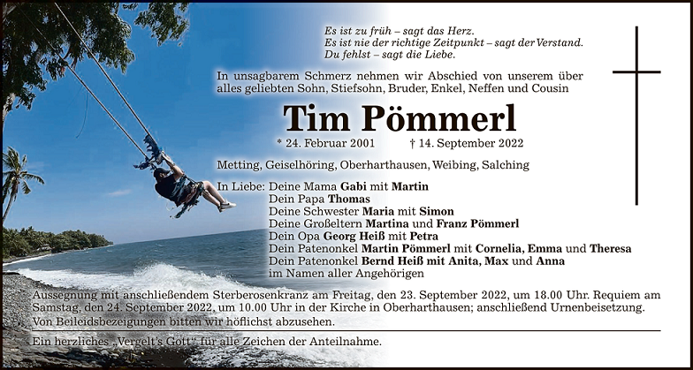 Pömmerl Tim Todesanzeige