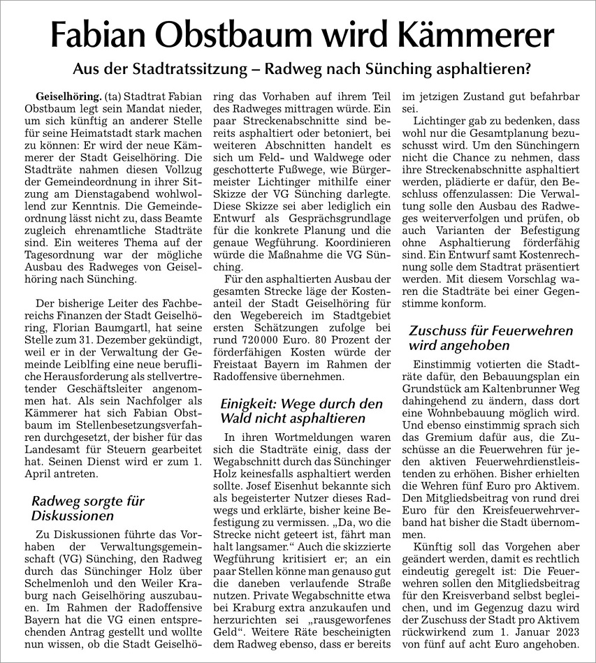 Stadtratssitzung 10.3.2023