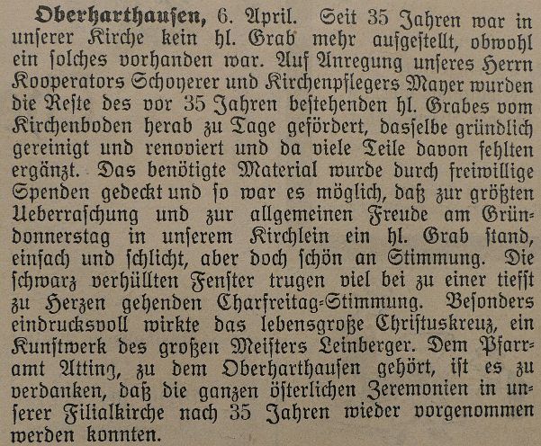 Hl. Grab 1934 Oberharthausen