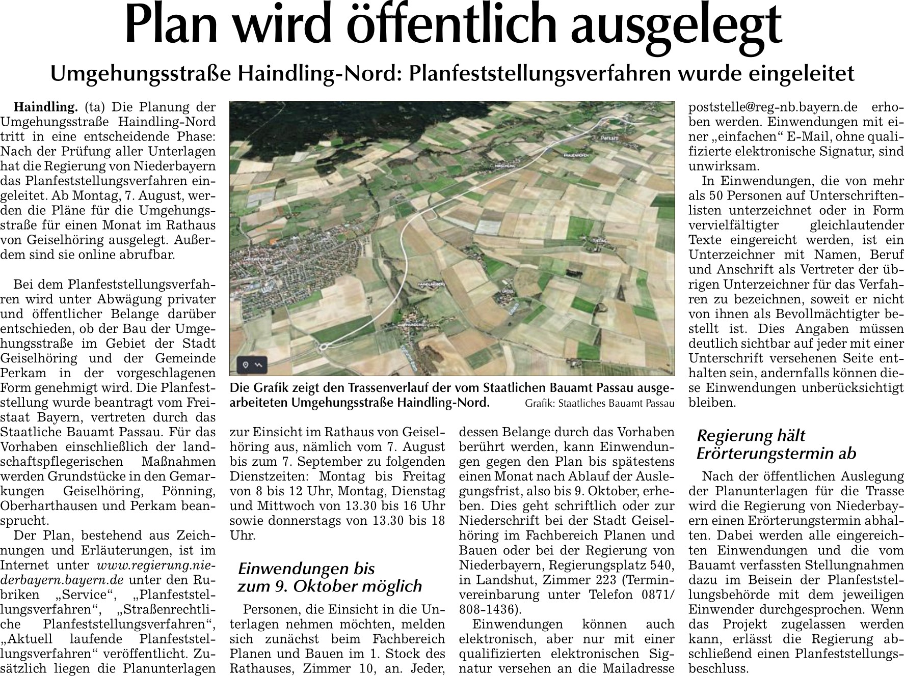 2023 08 02 Straubinger Tagblatt Plan wird oeffentlich ausgelegt