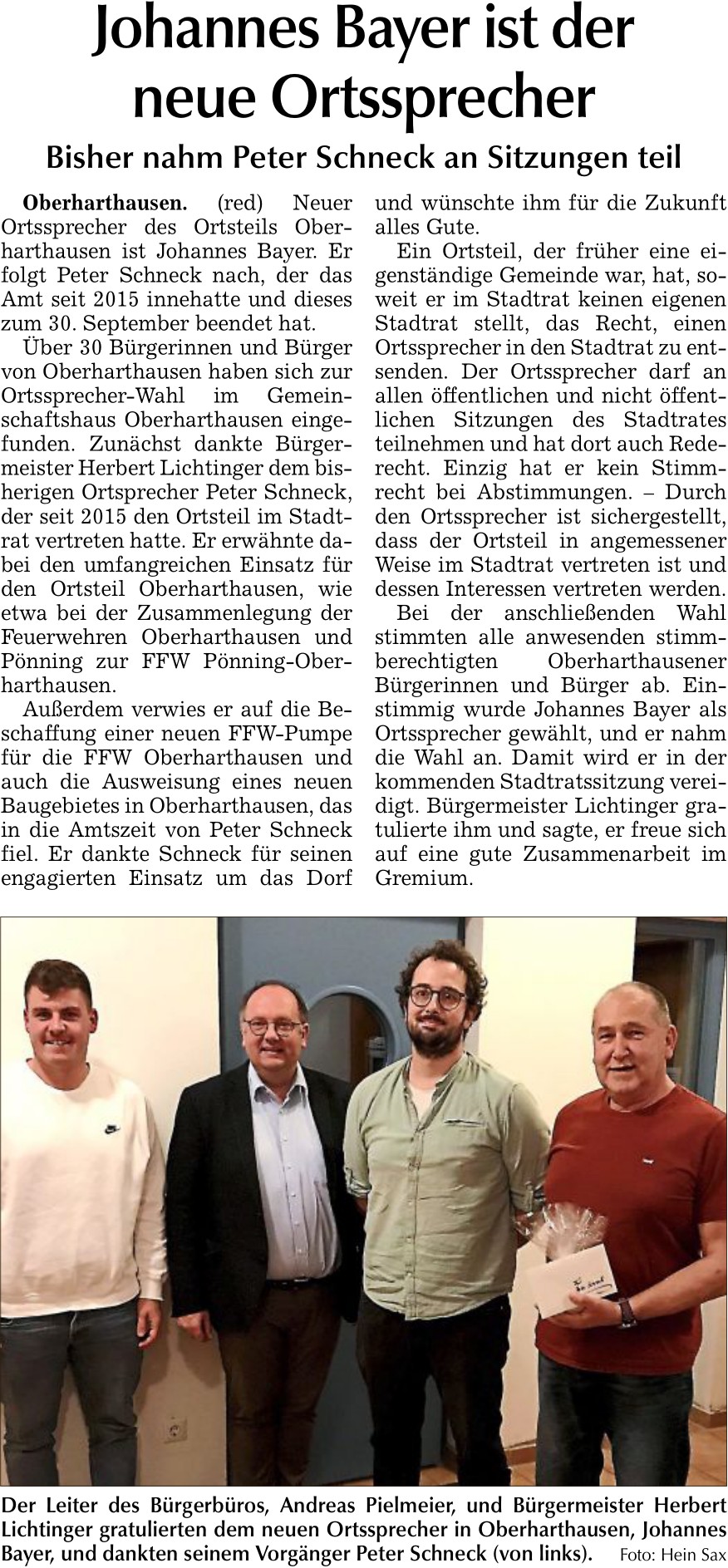 2024 11 04 Allgemeine Laber Zeitung Johannes Bayer ist der neue Ortssprecher