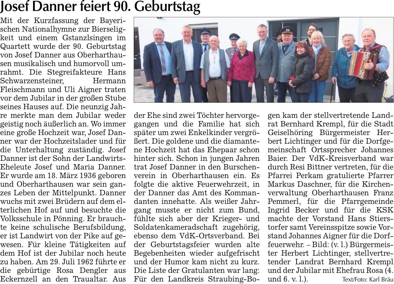 2026 03 21 Allgemeine Laber Zeitung Josef Danner feiert 90 Geburtstag