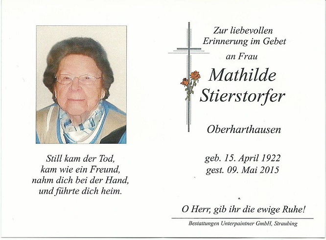 Stierstorfer Mathilde geb Huettenkofer