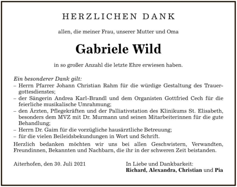 Wild Gabi Nachruf