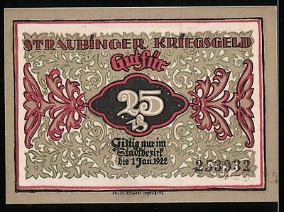 Notgeld-Straubing-1921-25-Pfennig-Stadtturm- 1