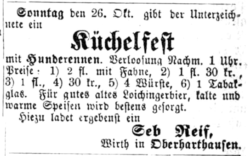 23.10.1873 Hunderennen und Küchelfest