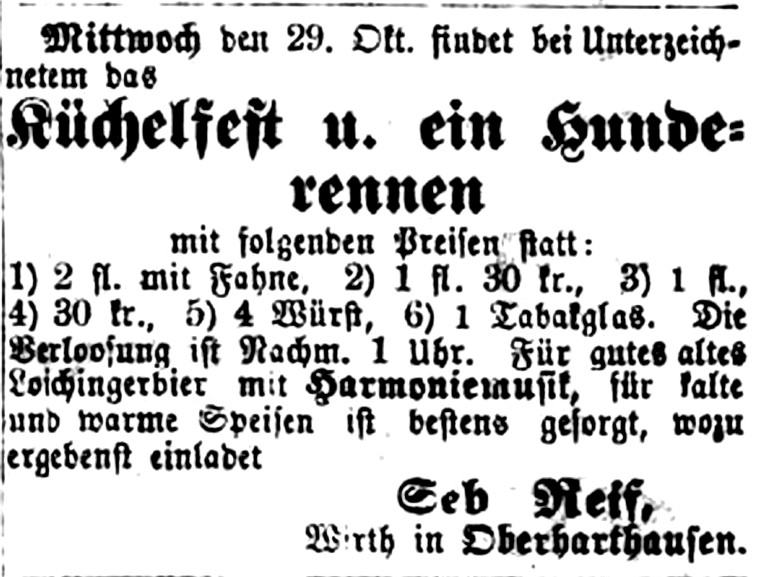 29.10.1983 Küchelfest und Hunderennen Gastwirt Reif